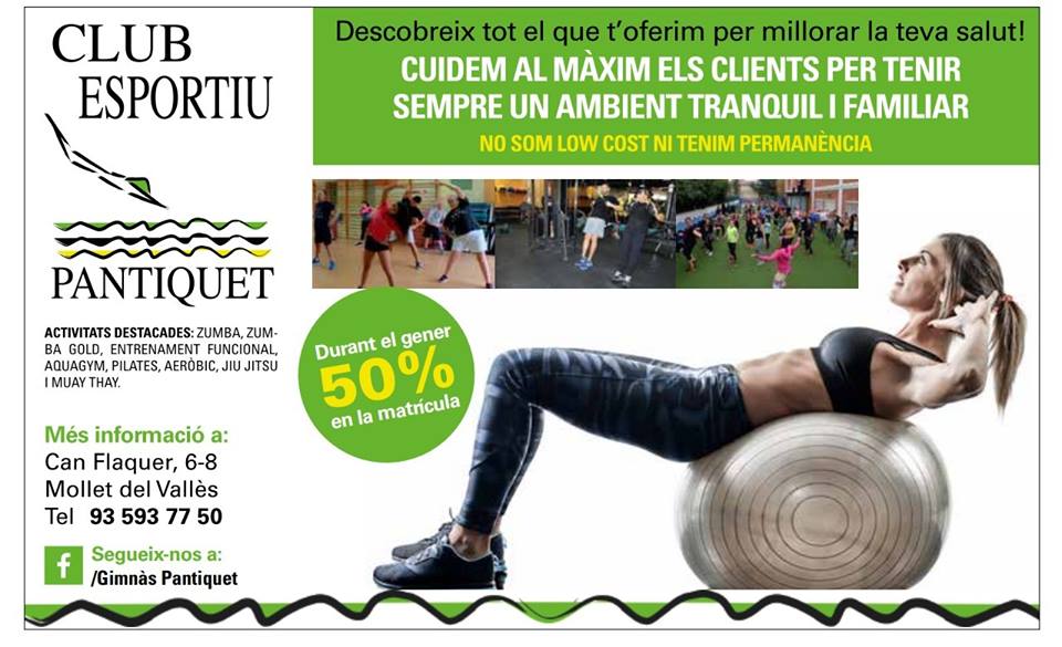 Fitness y gimnasia Mollet en Club Esportiu Pantiquet, Mollet del Vallès, Barcelona 2019
